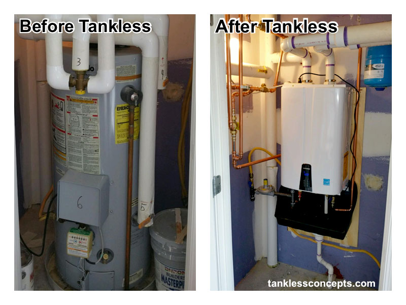 Before and After installing a Navien Tankless Water Heater